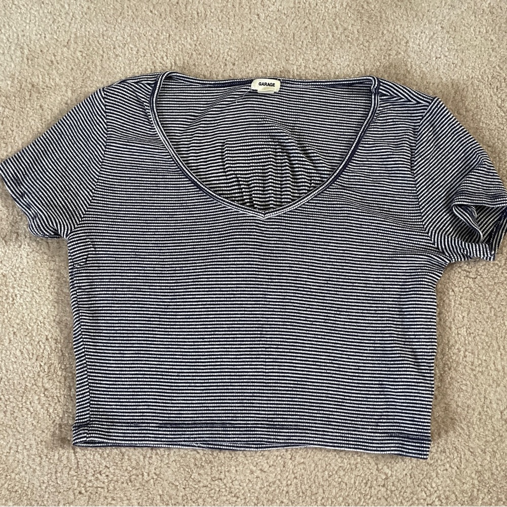 Garage Clothing blue striped top
